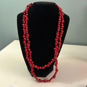 N24. Long red stone necklace.